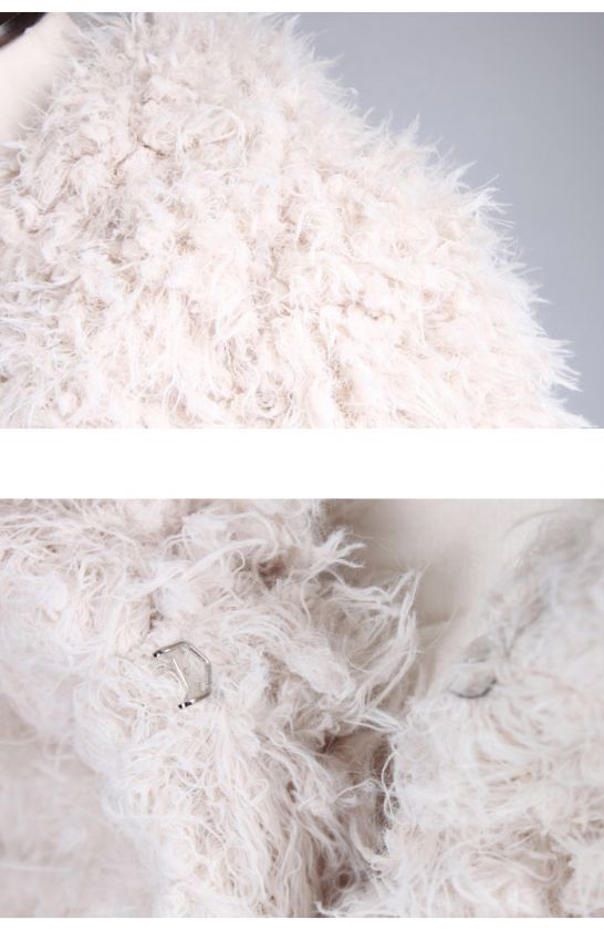 New mens Fashion Top Fur Unique luxury White Fur Collar Jacket Onesize 