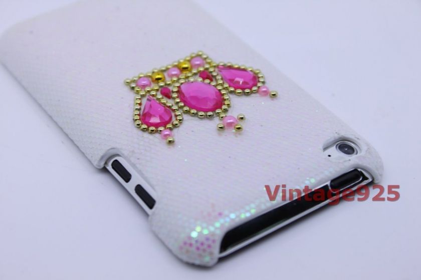 Super Glitter Bling Clear AB Crown Ipod Touch 4 Plastic Hard Back 