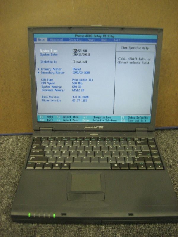Micron Transport ZX P3 500MHz/64MB/CD Barebone Laptop  