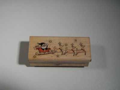 1991 Hero Arts Rubber Stamps Santa Sleigh Reindeer D 592  