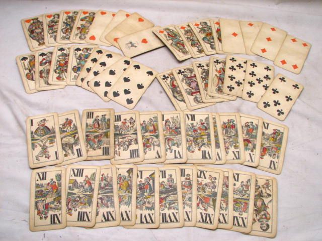 ANTIQUE TAROT PLAYING CARDS FERD.PIATNIK &SON,WIEN  