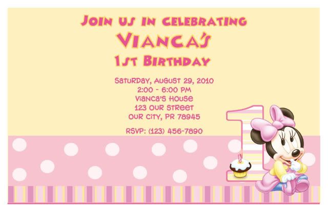 10 Baby Minnie Mouse Personalized Birthday Invitations  