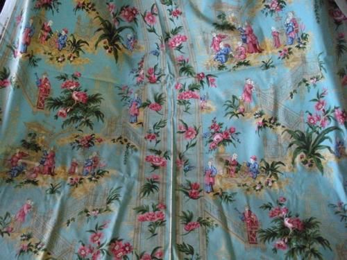 Lee Jofa Chinoiserie Staircase Aquamarine Toile 3.6 yds  