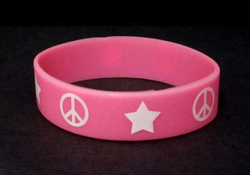 Peace Sign Silicone Wristband Bracelet Rubber Fashion  