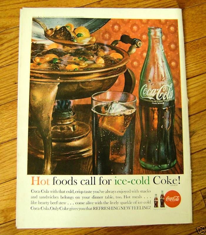 1962 Coke Coca Cola Soda Ad Snacks & Sandwiches  