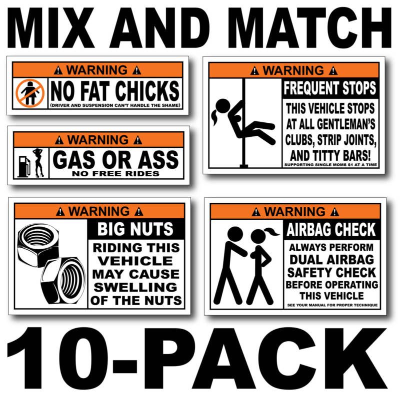 10 Pack Funny Warning Stickers 4x4 F350 Powerstroke  