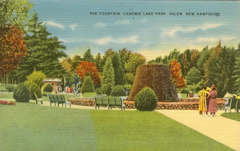 The Fountain, Canobie Lake Park, Salem NH Postcard  