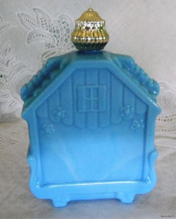 Vintage Avon Decanter Bottle   Blue Glass Bird House  