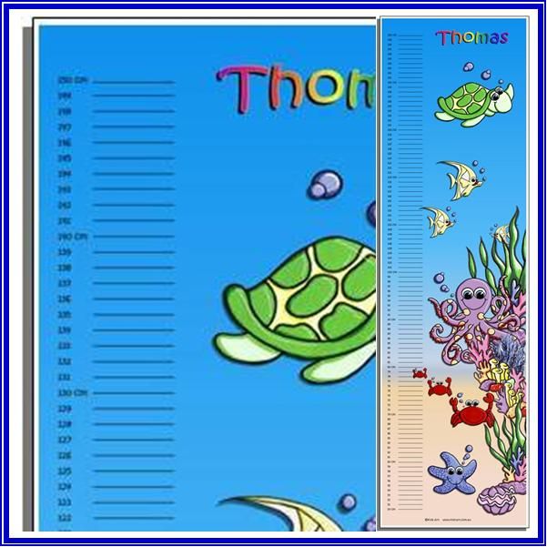 Personalised Child Growth Height Chart under water sea  