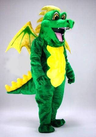 GREEN DRAGON MASCOT HEAD Costume Suit Halloween prop  
