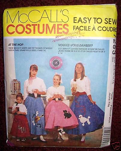 POODLE SKIRT Costume Sewing Pattern McCalls #7253 Size 7 14  