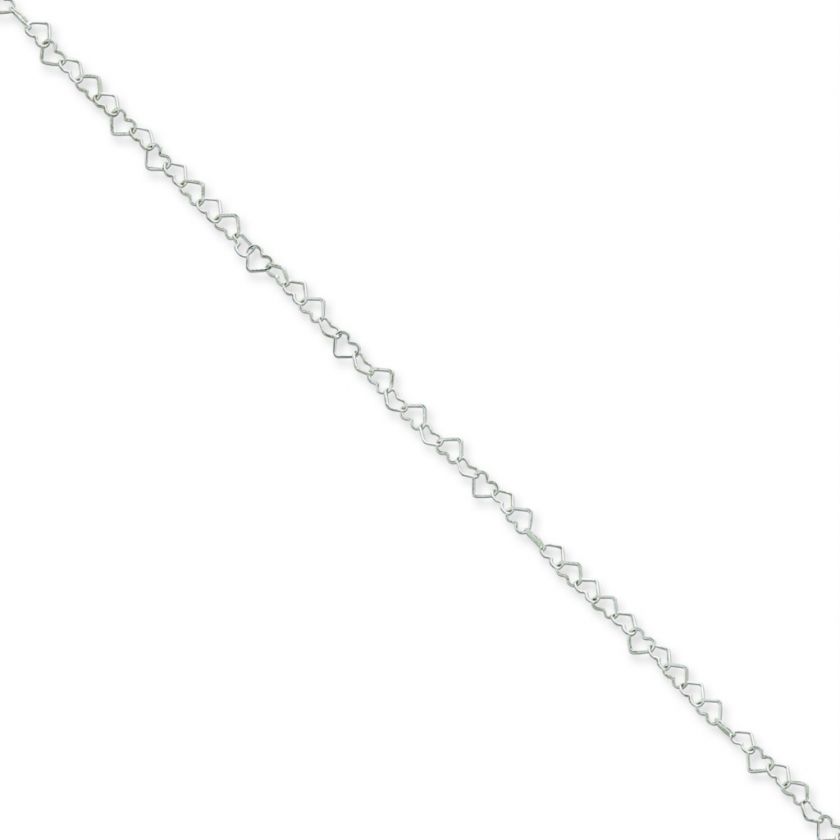 925 Sterling Silver 18 Heart Link Chain 3.5m Necklace  