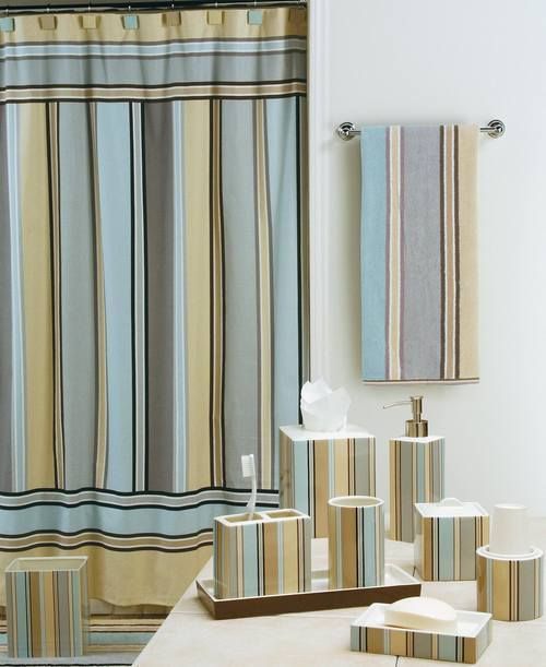   & BROWN BATHROOM SET Bath Decor Shower Curtain COASTAL Contemporary