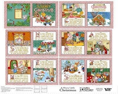 MERRY LITTLE CHRISTMAS Cloth Book Cotton Fabric Panel  