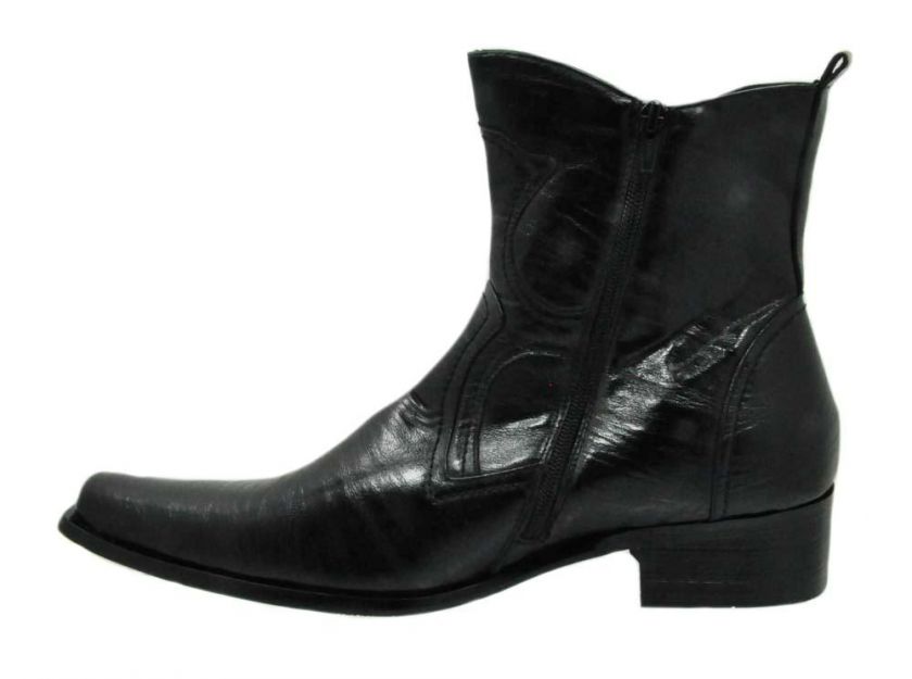 Men Dress Ankle Western Boot Slip On Zipper M3 683 Black 93 Men  