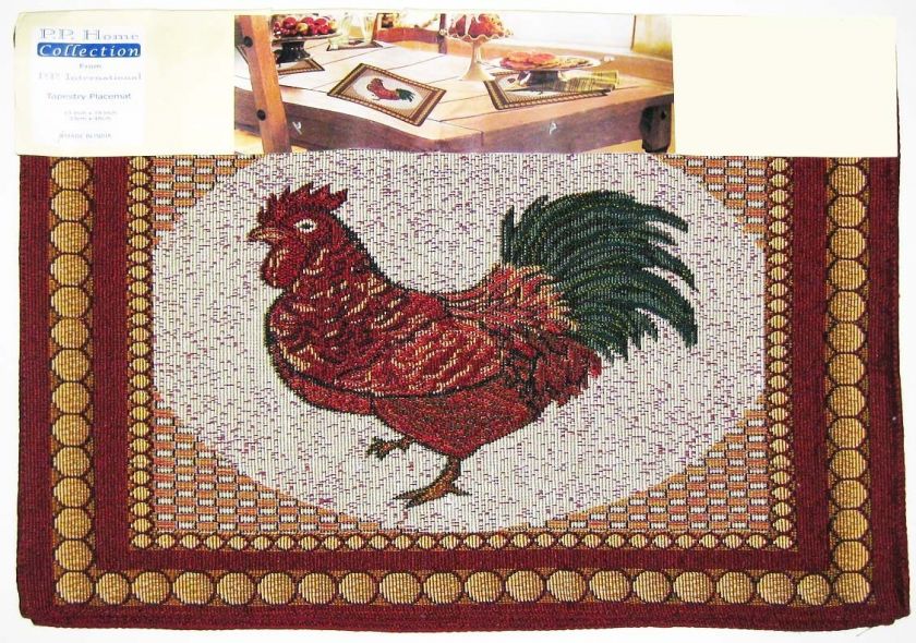 NEW ROOSTER TAPESTRY PLACEMATS Country Chicken Brown  