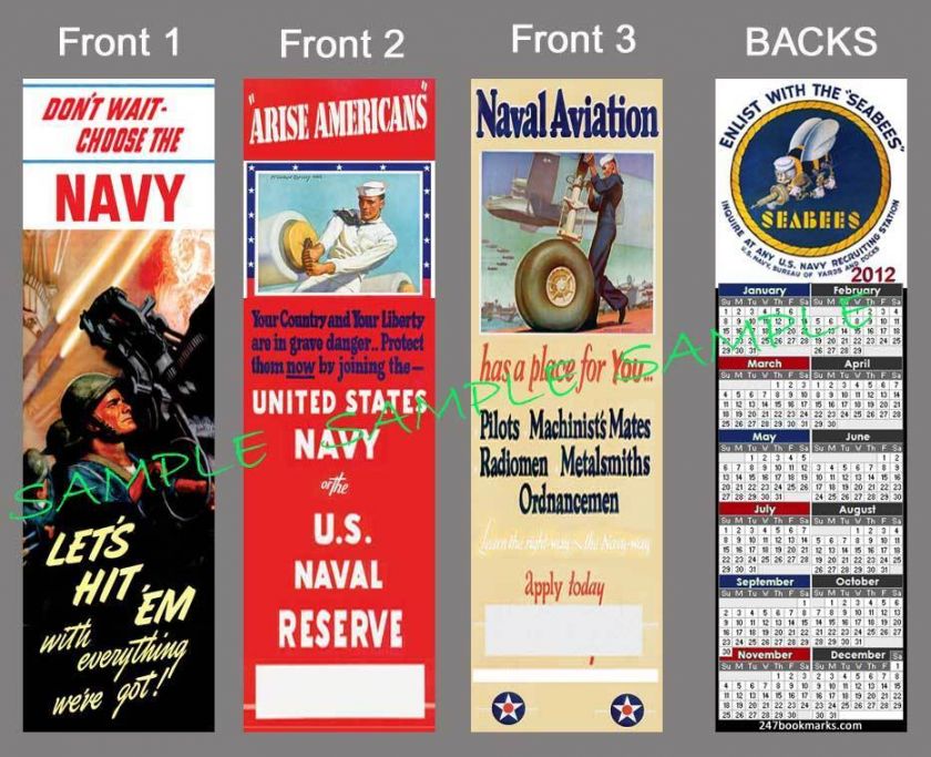   US NAVY 2012 CALENDAR BOOKMARK Mini Posters World War Military Card
