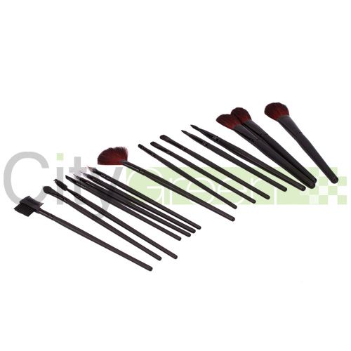 16Pcs Professional Natural hair Makeup Brush Cosmetic Set With Leather 