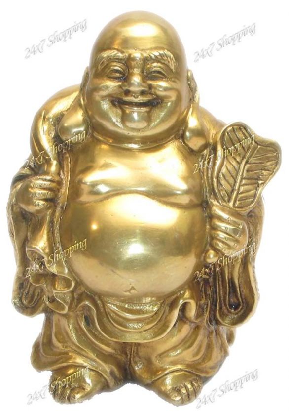 Tibet SOLID BRASS laughing Face Buddha Statue~ Art ~New  